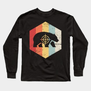 Retro Vintage Bear Hunter Icon Long Sleeve T-Shirt